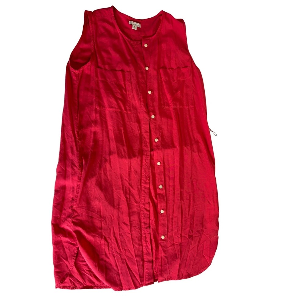 Gap Shirt Top Womens XS‎ Red Oversized Stretch Double Chest Pockets Button Front - Picture 2 of 7